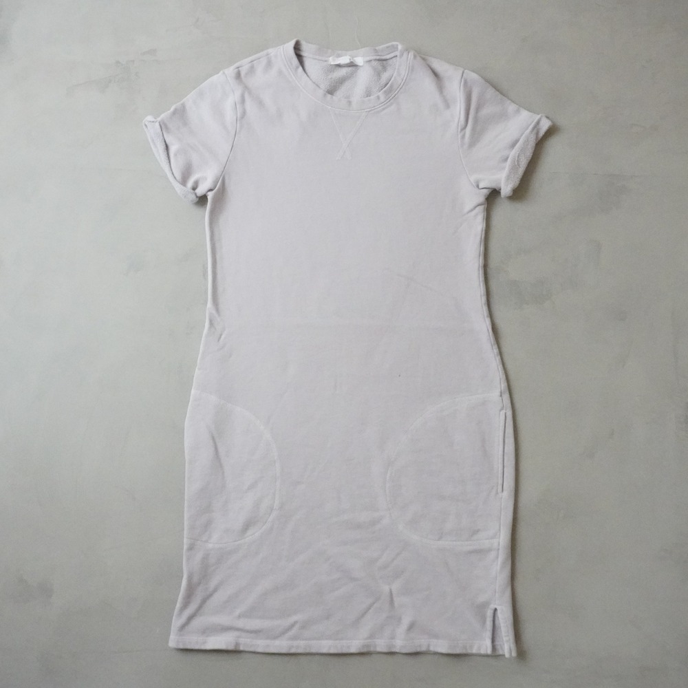 Athleta French Terry Sweatshirt Dress S Womens Lavender Grey Short Sleeve Pocket